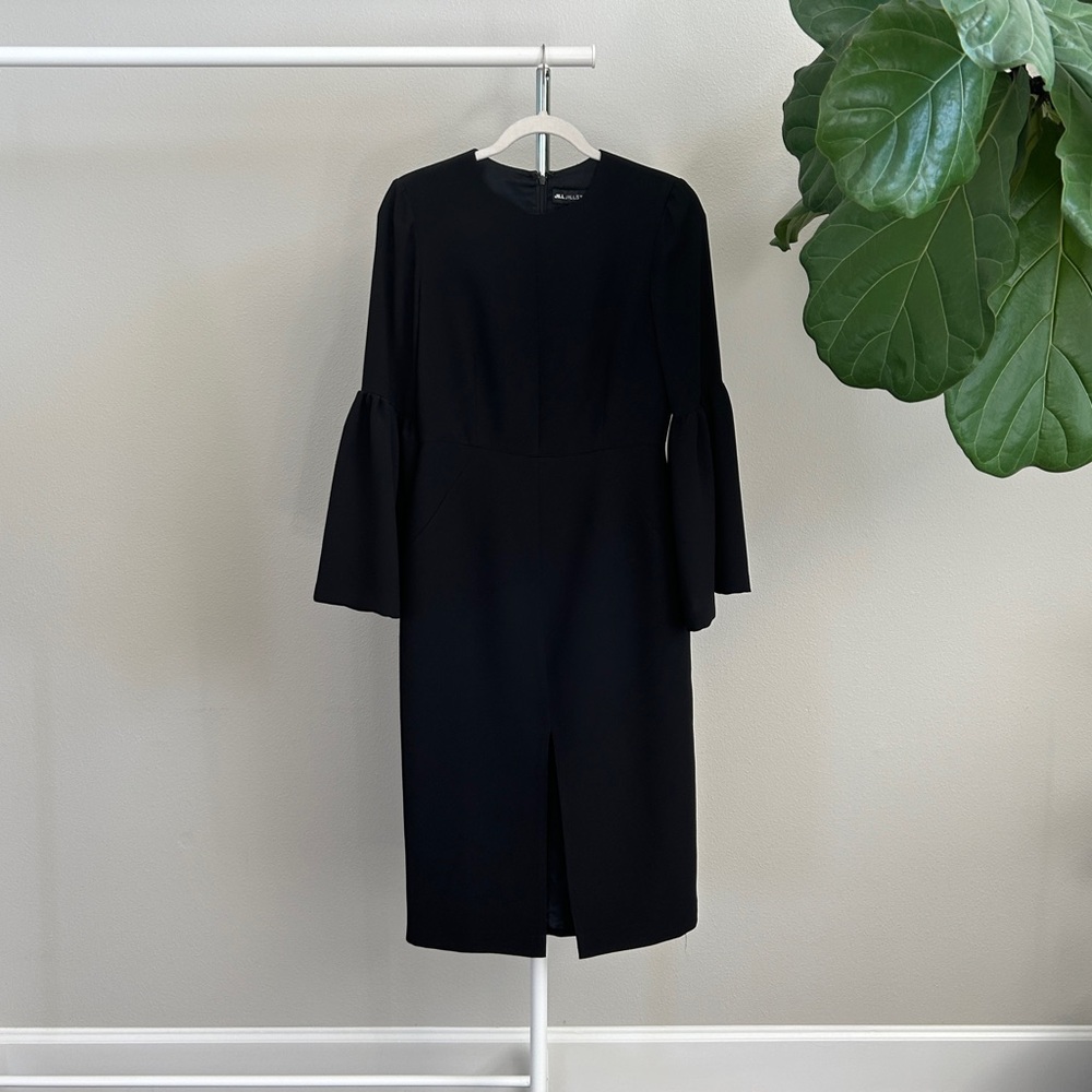 Jill Stuart Black V Neck Bell Sleeve Dress